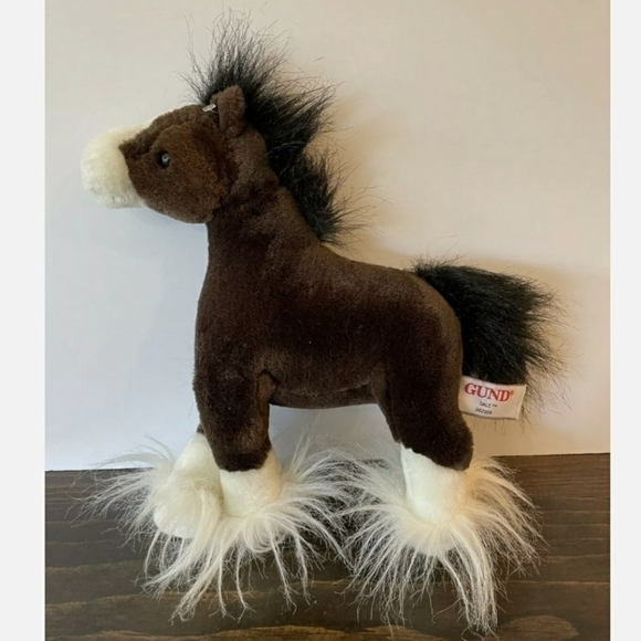 Gund “Dale” Clydesdale Firm Plush Horse Stuffed Animal Realistic Toy Brown White - Picture 1 of 11